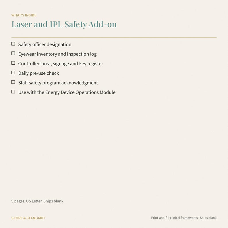 Laser Safety Officer Form, Eyewear Log, Controlled Area Register (Printable PDF) image 6