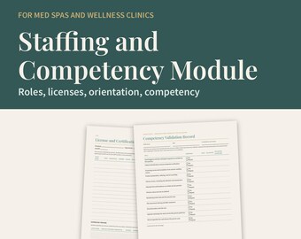 Med Spa Staff Onboarding & Nurse Competency Checklist Pack (Editable Canva + PDF)