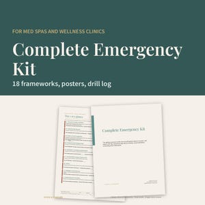 Med Spa Emergency Protocol Kit, 18 Protocols, Posters, Drill Log (Editable Canva) image 1