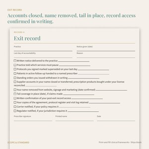 Medical Director Engagement File, Physician Supervision Log, Exit Record (PDF) image 6