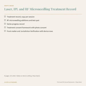 Laser, IPL, RF Microneedling Treatment Record, Test Spot, Consent (Printable PDF) image 6