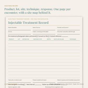 Med Spa Charting Bundle: Injectable, IV, Peel, Device Records (Editable Canva + PDF) image 8