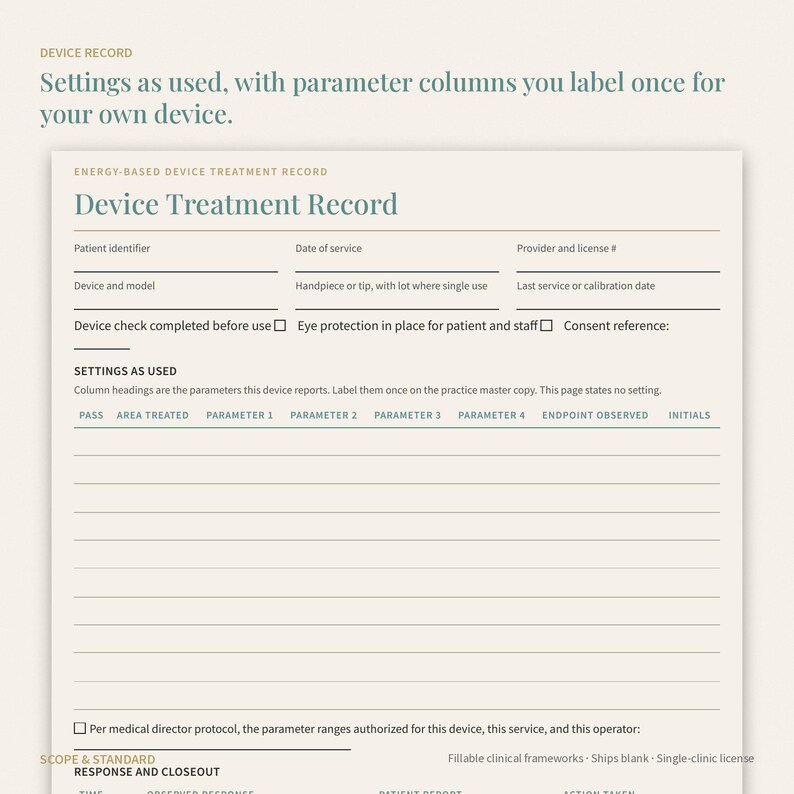 Med Spa Charting Bundle: Injectable, IV, Peel, Device Records (Editable Canva + PDF) image 6