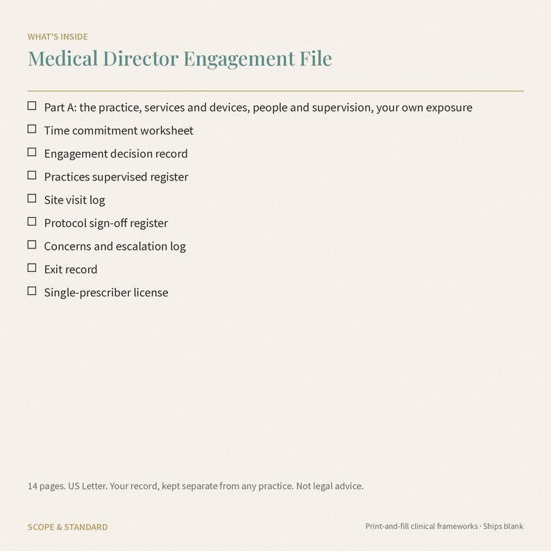 Medical Director Engagement File, Physician Supervision Log, Exit Record (PDF) image 7
