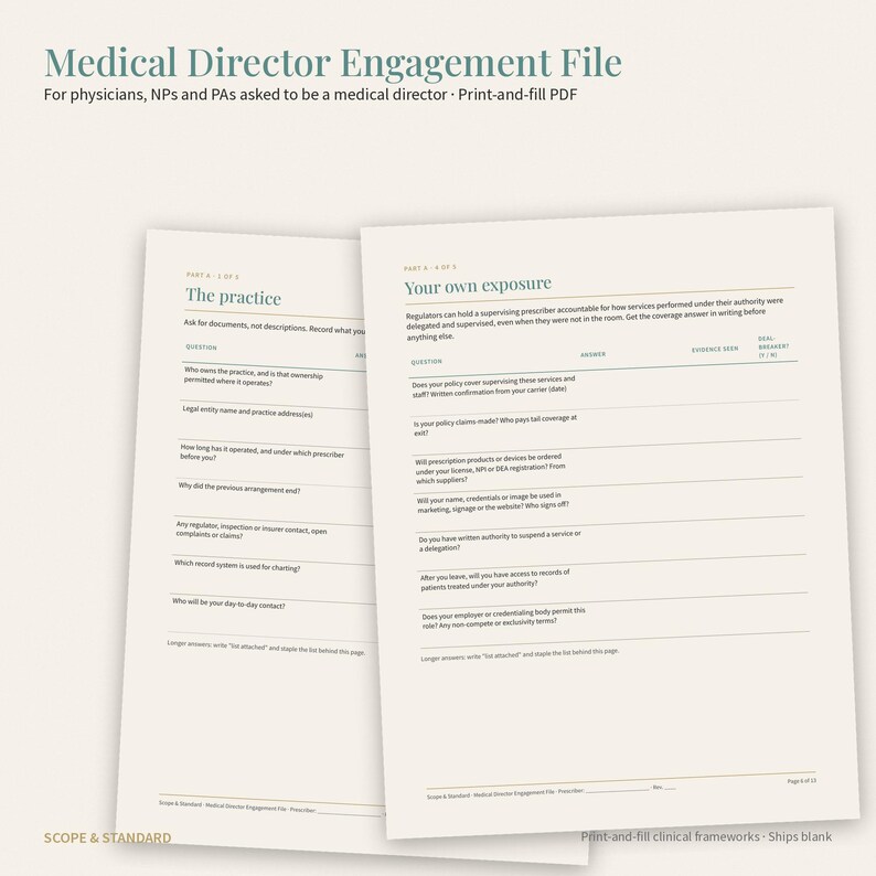 Medical Director Engagement File, Physician Supervision Log, Exit Record (PDF) image 2