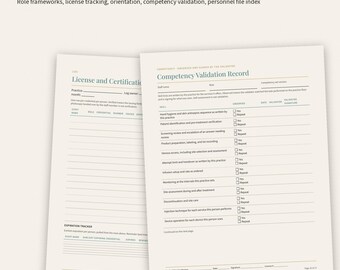 Med Spa Staff Onboarding & Nurse Competency Checklist Pack (Editable Canva + PDF)