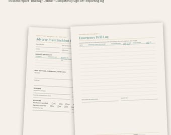 Medical Incident Report Form, Emergency Drill Log, Debrief Template (Editable Canva + PDF)