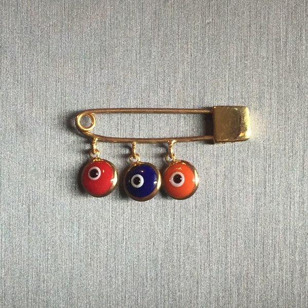 Hye Em Yes-Gold Evil Eye Safety Pin