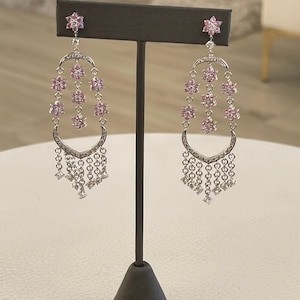 Pink Sapphire Diamond Earrings