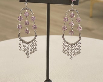 Pink Sapphire Diamond Earrings