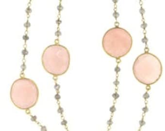 Pink Quartz Bead Necklace