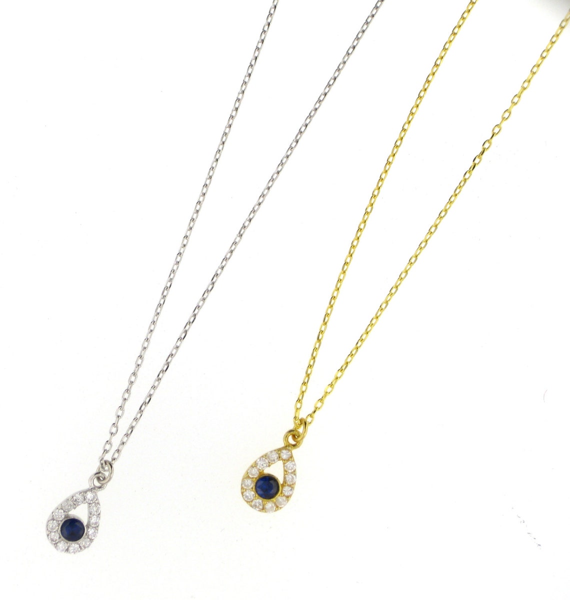 Teardrop Sapphire Necklace Etsy