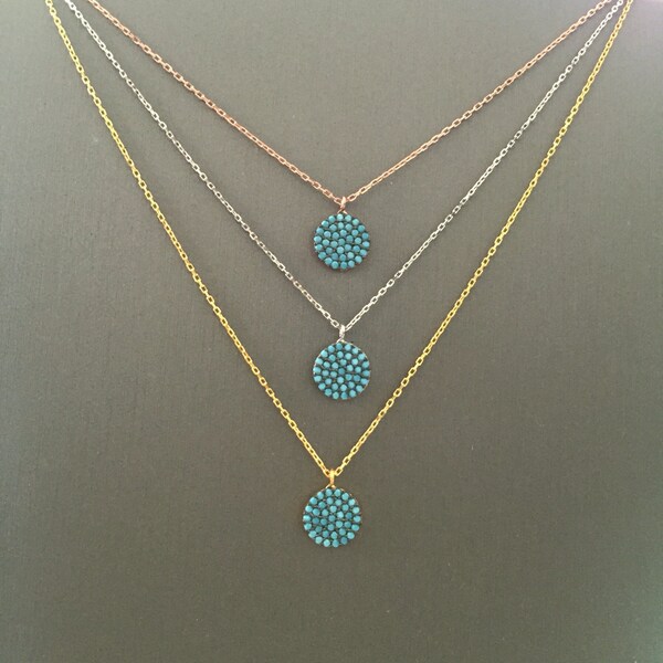 Kleine turquoise schijfketting