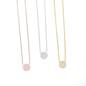 Mini Pave Disc Necklace