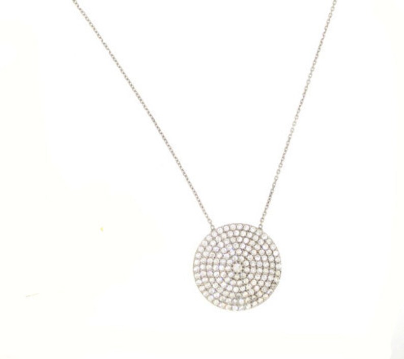 Oversized Pave Disc Necklace - Etsy
