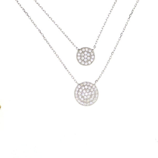 Dubbele Disc ketting-zilver