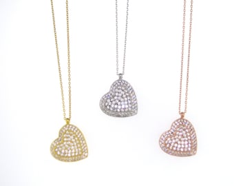 Collar de corazón de Pave lateral