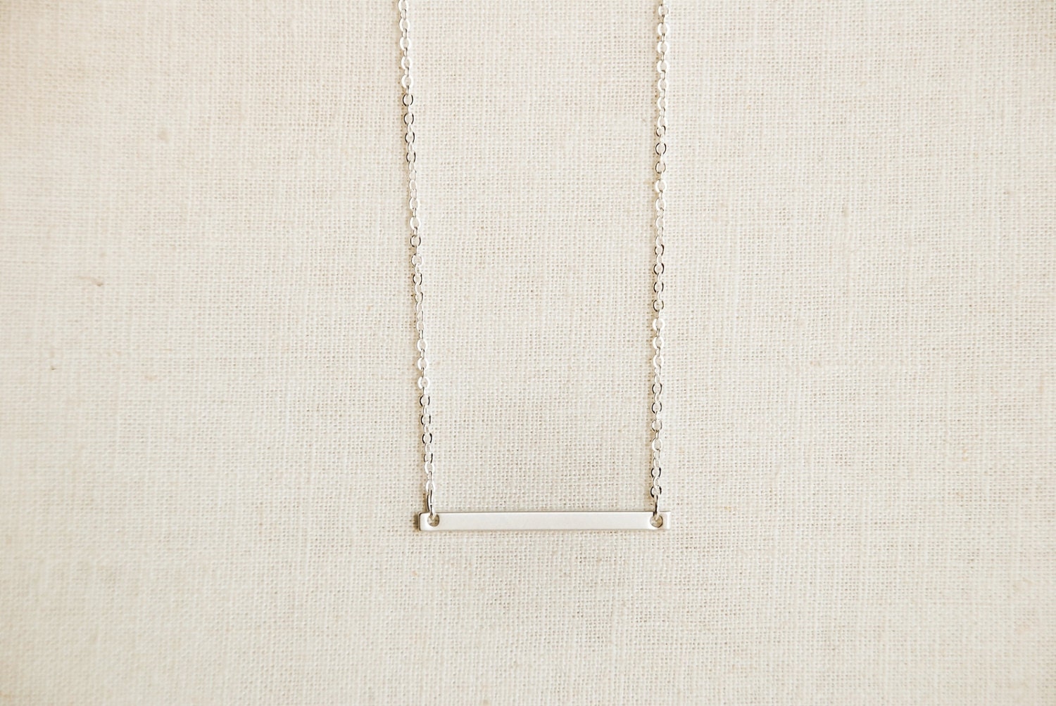 Silver Horizontal Bar Necklace Etsy