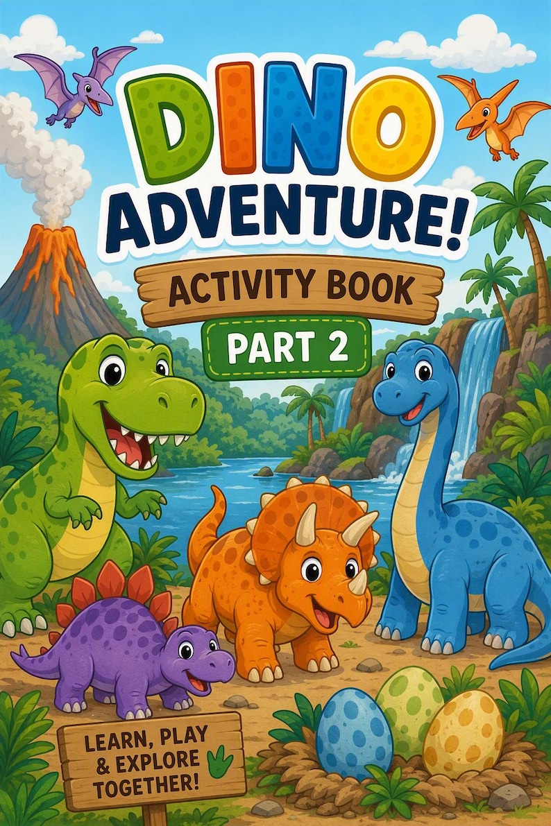 Dino Adventure 2! Dinosaur Activity Book for Kids | Count, Color, Draw ...