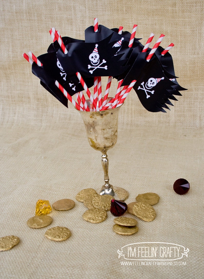 Pirate Party Straw Flags Printable image 3