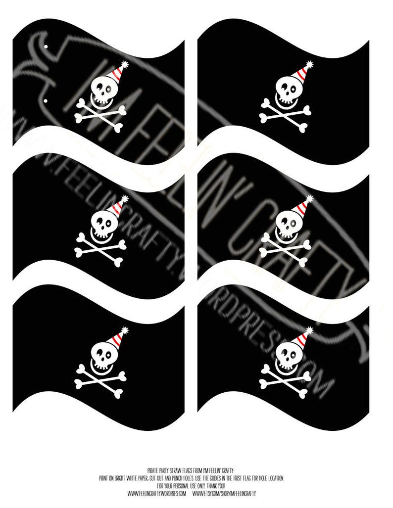 Pirate Party Straw Flags Printable image 4