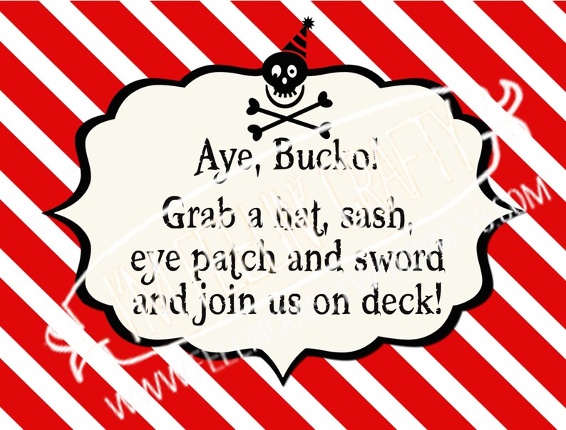 Pirate Party Favor Table Sign Printable image 3