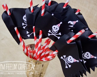 Pirate Party Straw Flags- Printable