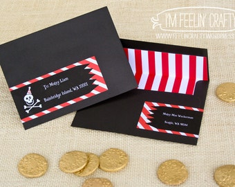 Pirate Party Wrap Around Address Labels- Printable- Black