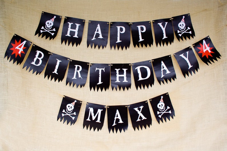 Pirate Party Birthday Banner Printable-Customized image 4