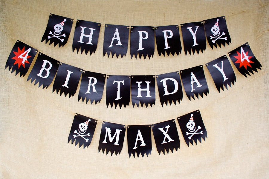 Pirate Party Birthday Banner Printablecustomized Etsy