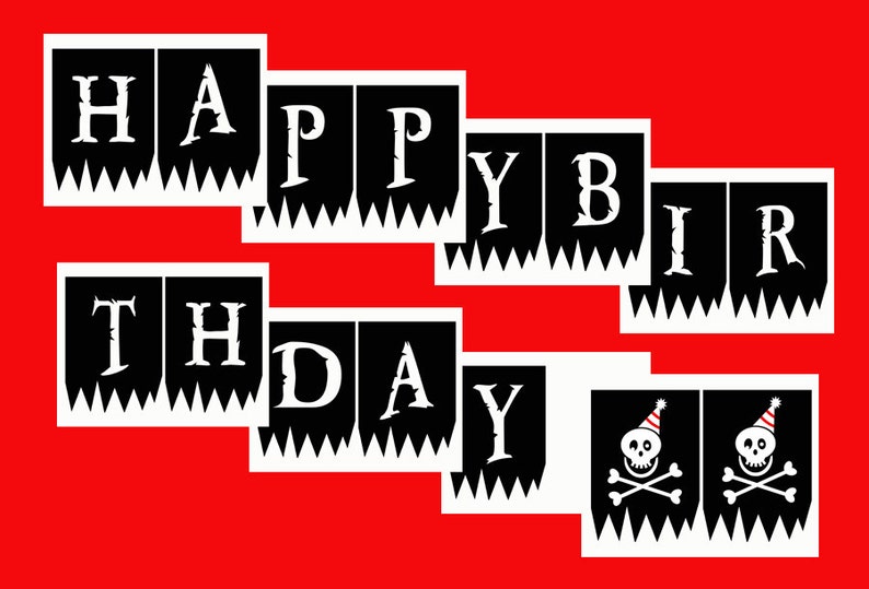Pirate Party Birthday Banner Printable-Customized image 2
