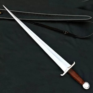 Hand Forged Medieval Arming Sword | Carbon Steel, Leather Sheath (Collector Gift)