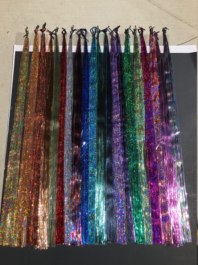 46100%thai silk strands, 100 strands per package. Salon Quality,54 colors available fairy hair, hair tinsel, bling image 1