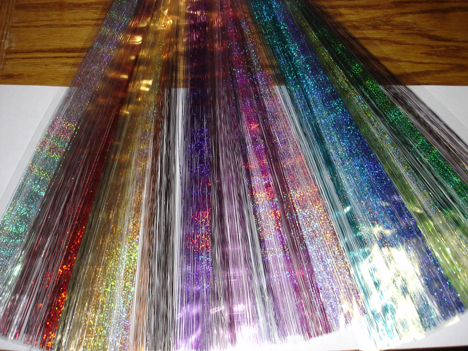 Hair Tinsel 47 Inches with 2400 Strands 12 Colors Parties Salon Fairy Extensions Accessories Strands Hair Shimmer Beads Hair Tying Tinsel