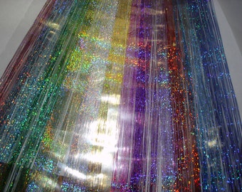 36 inch-100%thai silk strands, 100 STRANDS PER PKG. Salon Quality,57 colors available (fairy hair, hair tinsel, bling)