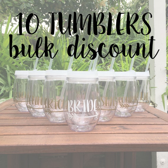 10 Tumblers BULK DISCOUNT Personalized Wine Tumblers Beach Etsy
