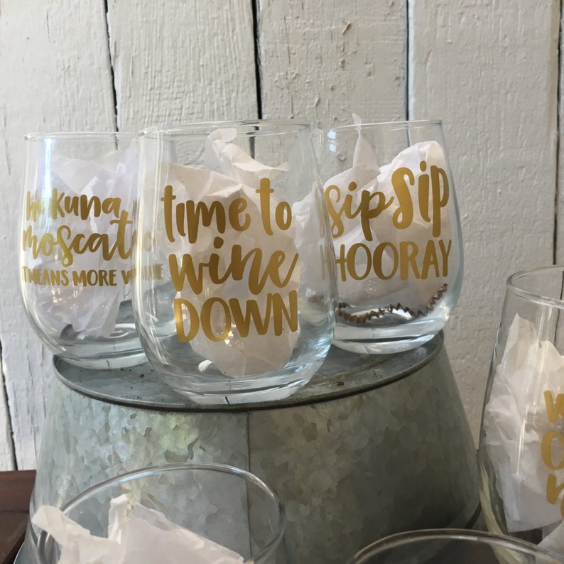 Wine Pun Stemless Wine Glasses Funny Wine Glass Wine Puns Etsy