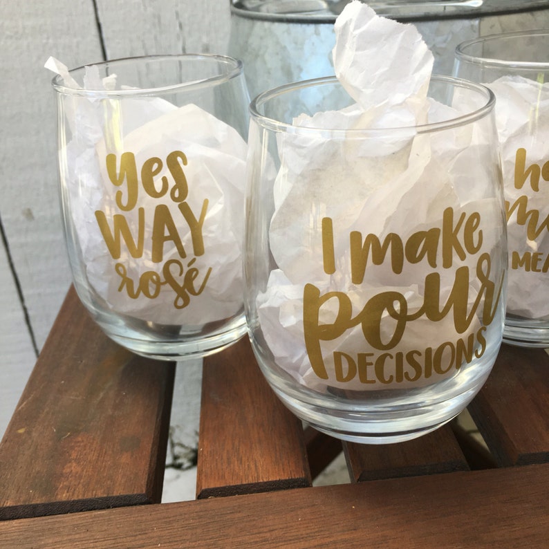 Wine Pun Stemless Wine Glasses Funny Wine Glass Wine Puns Etsy