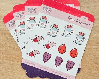 Hoja de pegatinas Flow Friends I / Vinilo Kawaii