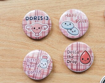 Botón Kawaii de Flow Friends / Pin de 32 mm / Juego completo