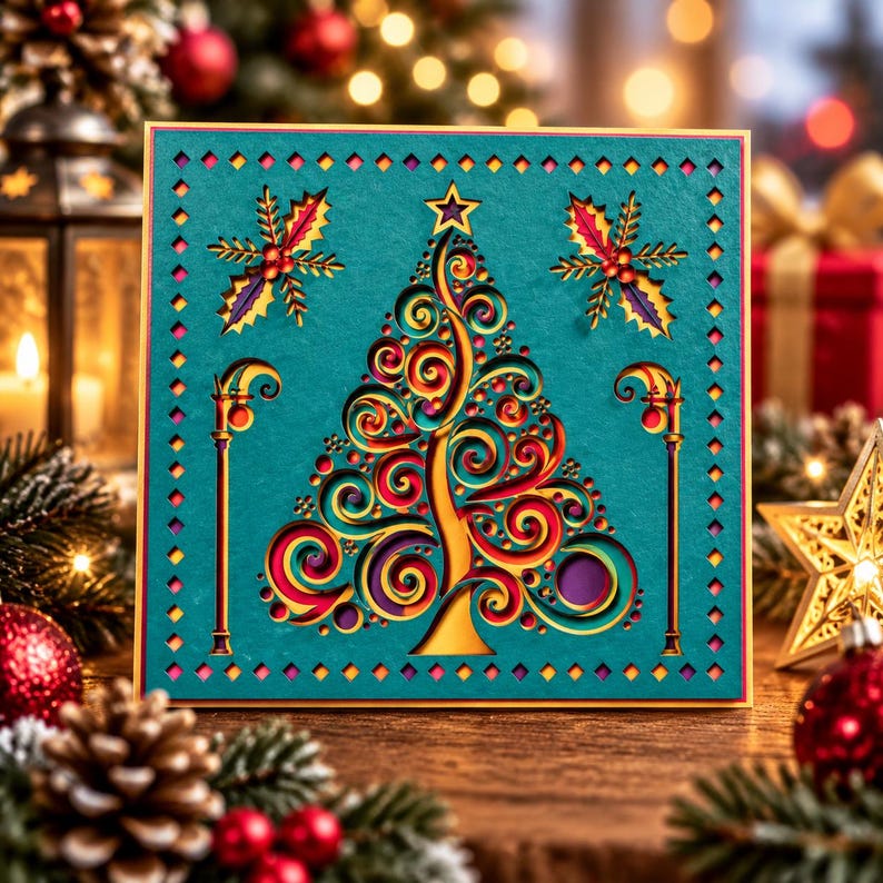 Christmas Tree Layered Gift Card SVG, 3D Holiday Cut File, Cricut ...