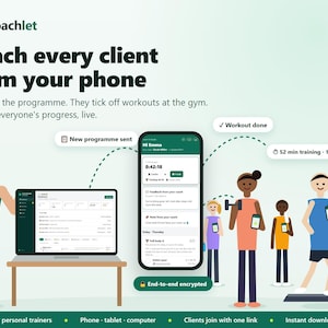 Coachlet Personal Trainer App, Online Coaching, Client Workout Tracker (Digital Download)