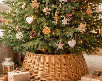 Willow Christmas tree basket – Hand-woven Christmas tree stand cover, natural Christmas tree skirt, Ø 55 cm