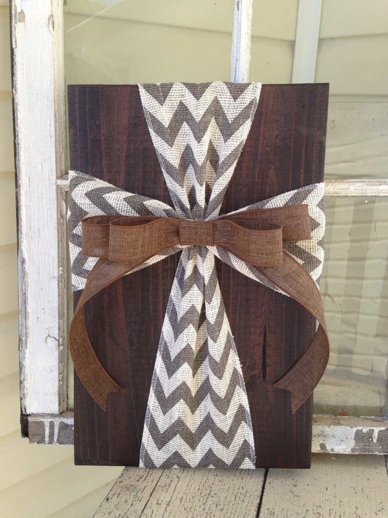 SALE Rustic Burlap Cross Wood Sign Wall Decor Custom Order | Etsy