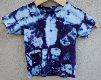 Toddler Tie Dye Tshirt, Kids Tie Dye Top, Blue Tie Dye Top, Purple Kids Tshirt, Dark Purple Tshirt, One of a Kind Top, Blue and Purple // 3T