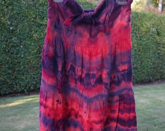Mid Length Strapless Tie Dye Tube Dress, Hippie Clothing, One of a Kind Gift for Her // Medium