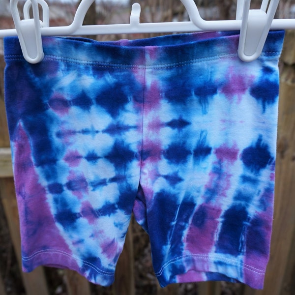 Shibori Tie Dye Toddler Pants, 4T, Lilac, Blue and White Tie Dye Baby Stretch Shorts, Fun Gift, Unique Childrens' Clothes, Boho Kids