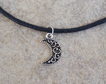 Gargantilla de luna creciente, gargantilla de luna negra, dije de luna, regalo para adolescentes, regalo para calcetines, joyería para festivales