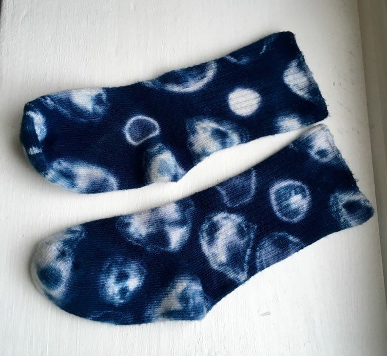 Kids Tie Dye Socks Blue and White Childrens Socks Soft Polkadot Socks for Toddler Hippie Kids One of a Kind Gift Size 4T