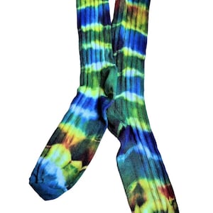 Tie Dye Socks, Women&#39;s Medium Cotton Blend Socks, Unique, Tie Dye Socks, One of a Kind, Boho Socks, Rainbow Size 7-9